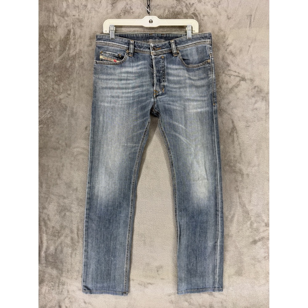 Diesel Safado Regular Slim Straight Jeans Mens 31 Blue Wash 0806K‎ Stretch Denim